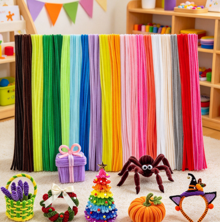 Chenille Stems (Pipe Cleaners) for Crafts – 20 Color Creative Set Image 2
