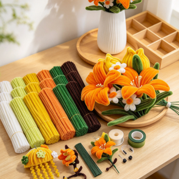 Chenille Stem (Pipe Cleaner) Floral Craft Kit – Yellow Themed (1,000 Piece Set)