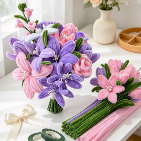 Chenille Stem (Pipe Cleaner) Floral Craft Kit – Purple Themed Accessories