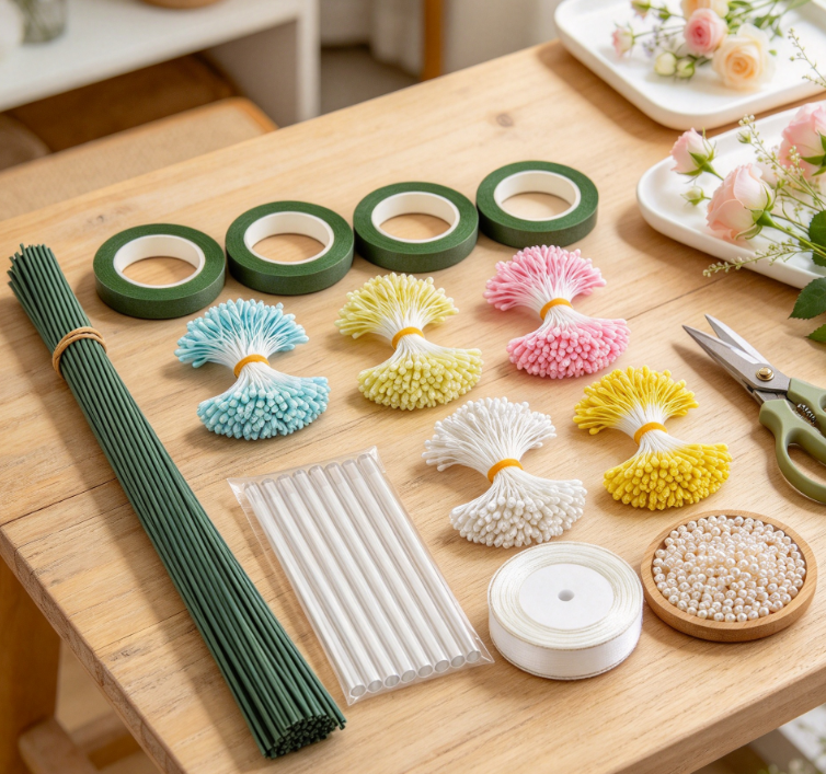 Chenille Stem (Pipe Cleaner) Craft Accessory Kit – 5 Color Stamen Set