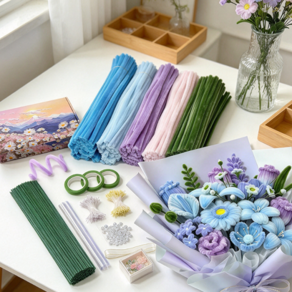Chenille Stem (Pipe Cleaner) Floral Craft Kit – Blue Themed Accessories