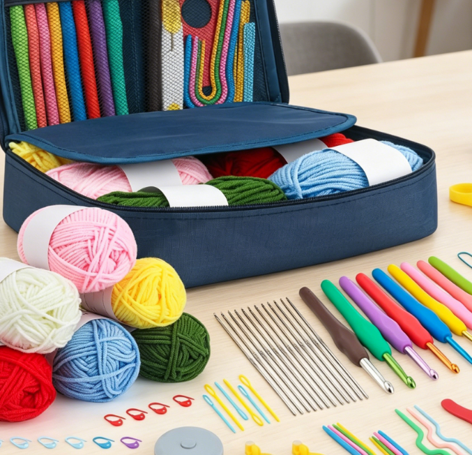 Portable Crochet Kit With Yarn And Tools