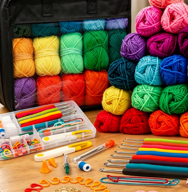 Crochet And Yarn Combo Kit With Accessory Bag Image 2