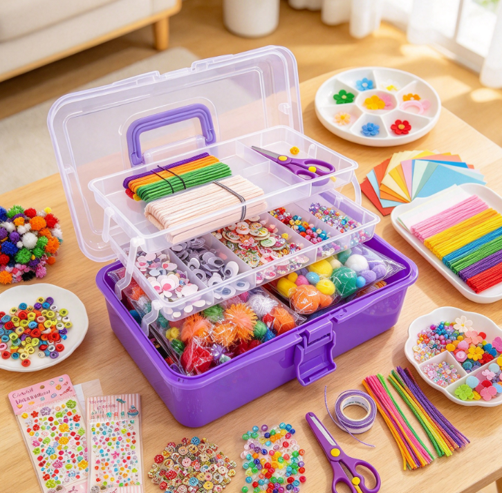 Large Scale Kids' Arts & Crafts Kit – Includes Chenille Stems and Pom Poms