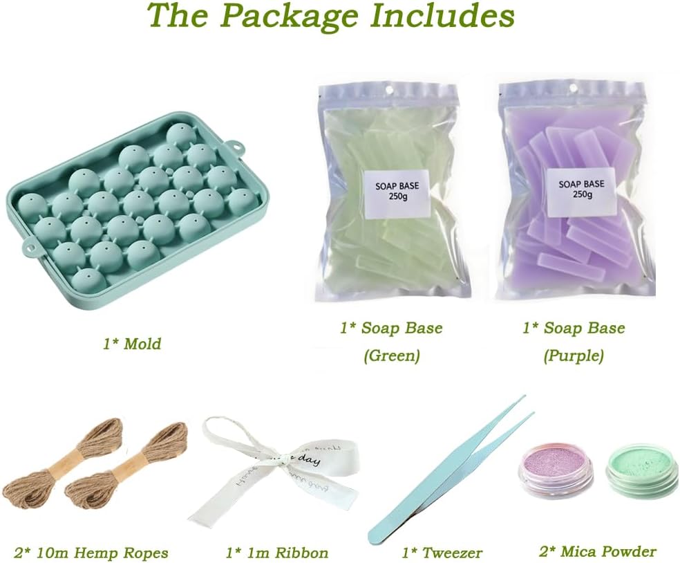 Grape Shaped Handmade Soap Kit, Includes Molds and Mica Powder Image 2