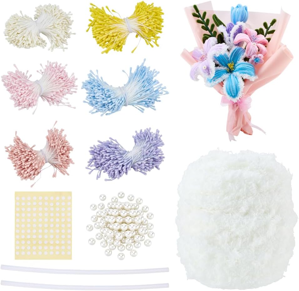 Floral Crafting Stamen Set – Includes Pearl Style Stamens and Velvet Wire for Weddings