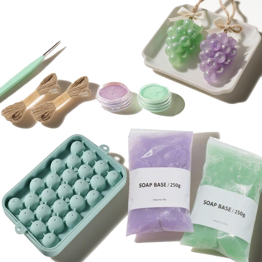 Grape Shaped Handmade Soap Kit, Includes Molds and Mica Powder