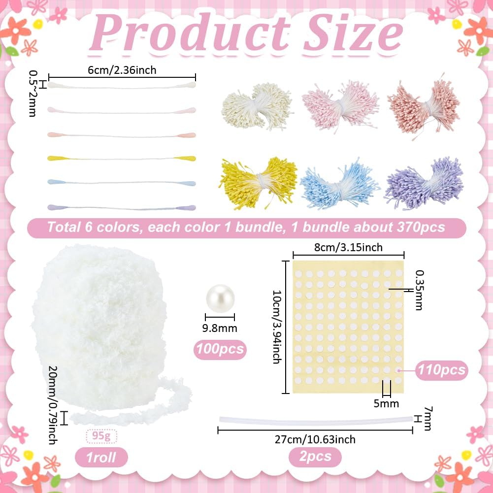 Floral Crafting Stamen Set – Includes Pearl Style Stamens and Velvet Wire for Weddings Image 2