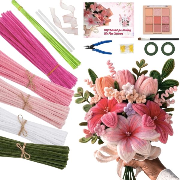 Chenille Stem (Pipe Cleaner) Flower Making Kit – Soft Toned (Suitable for Making Roses)