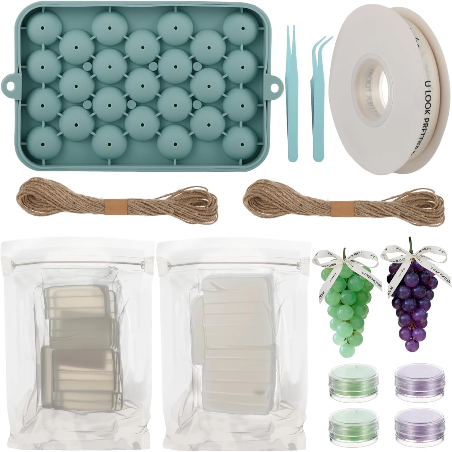 Grape Shaped Handmade Soap Kit, DIY Gift Set for Beginners