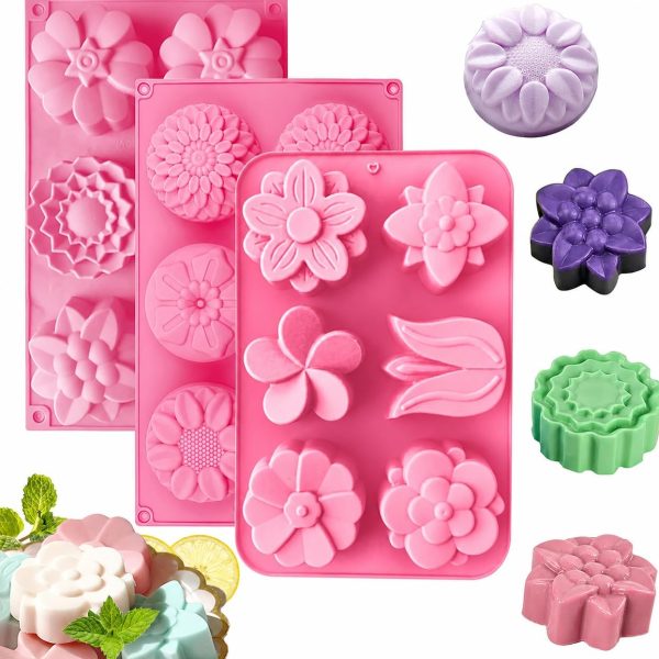 Floral Themed Silicone Molds for Handmade Soap and Cakes
