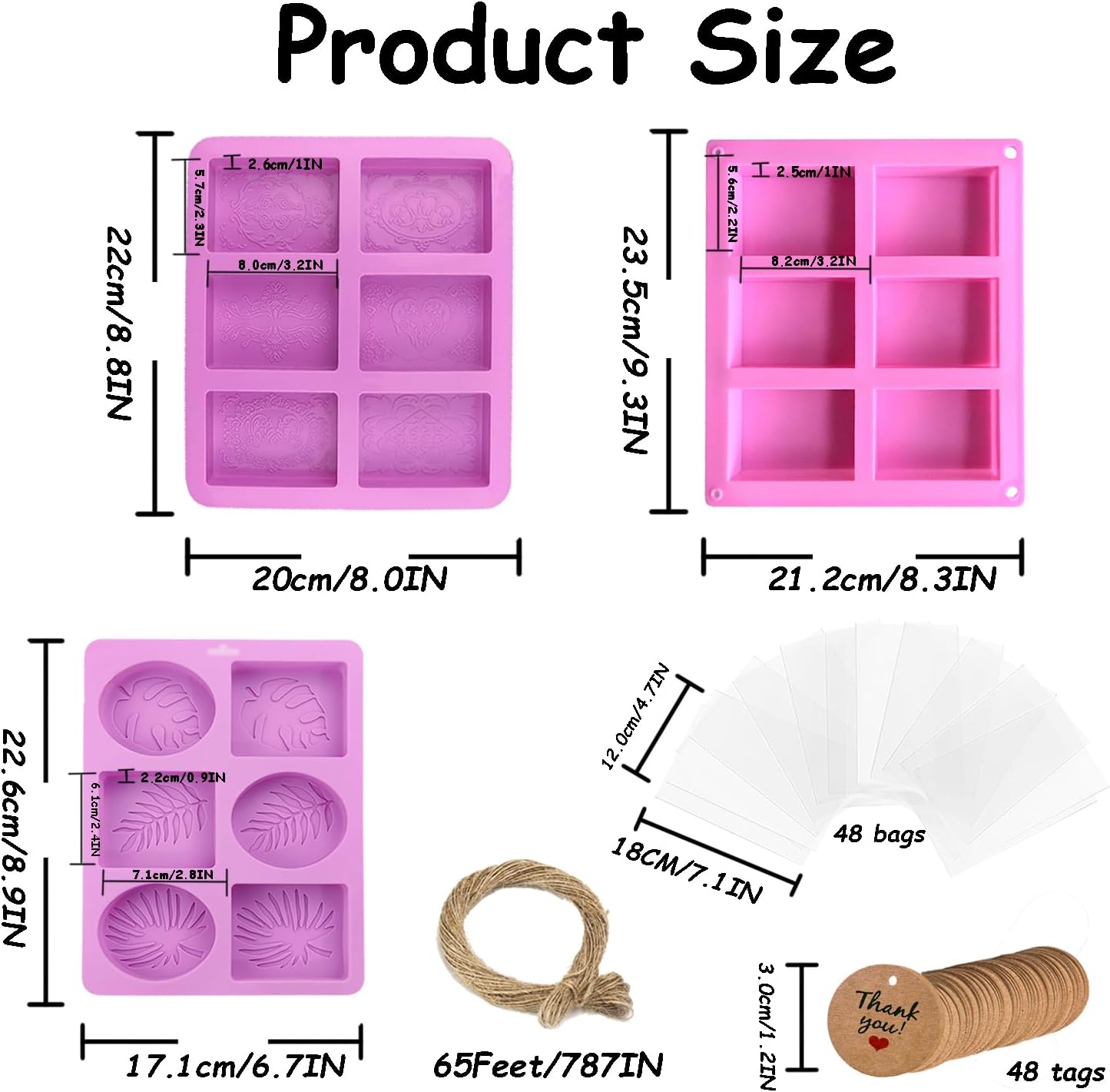 Handmade Soap Making Kit, Includes Silicone Molds, Packaging Bags, and Twine Image 2