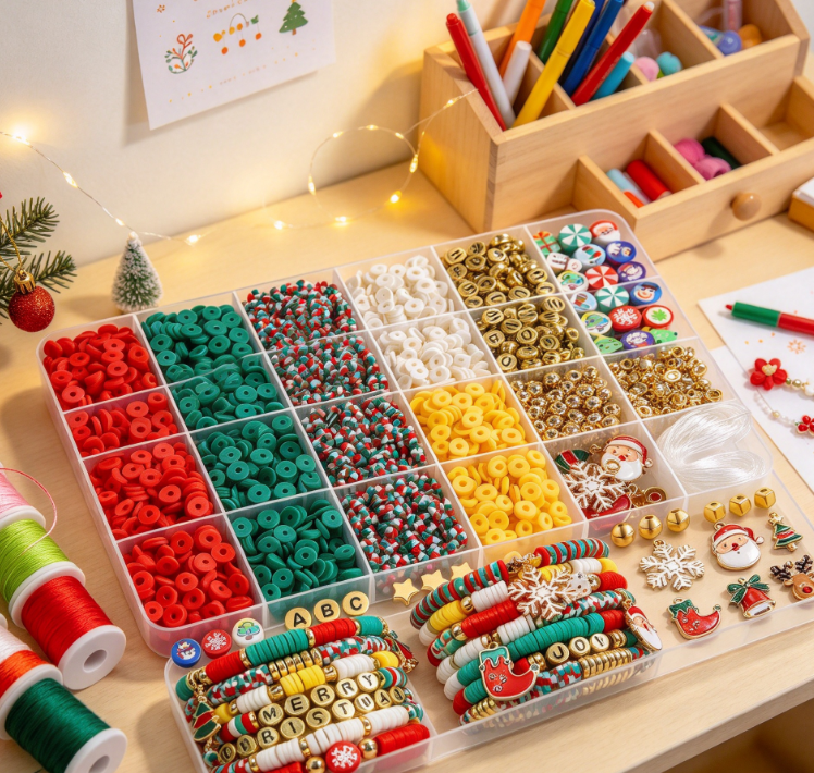 Christmas Themed Polymer Clay Bead Kit – Bracelet Making Set Image 2