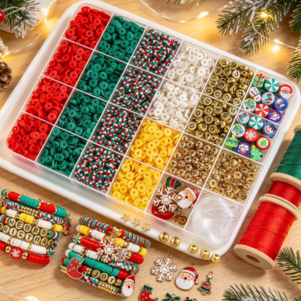Christmas Themed Polymer Clay Bead Kit – Bracelet Making Set