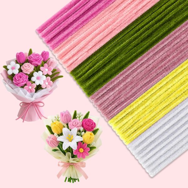 Pipe Cleaner Craft Kit, Materials for Making Flowers in 6 Colors