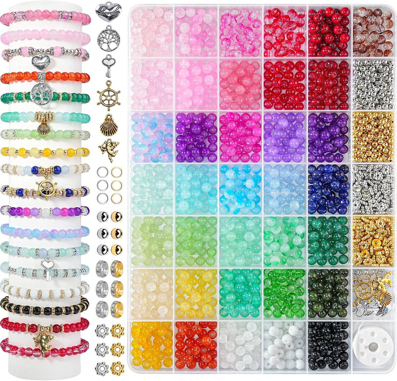 Glass Bead Jewelry Making Kit, 36 Color Bracelet Set