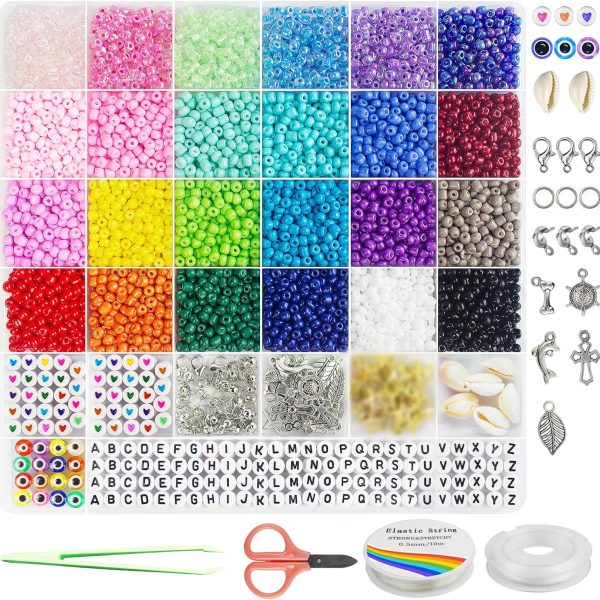 Small Round Bead Bracelet Making Kit, 24 Color Beading Set